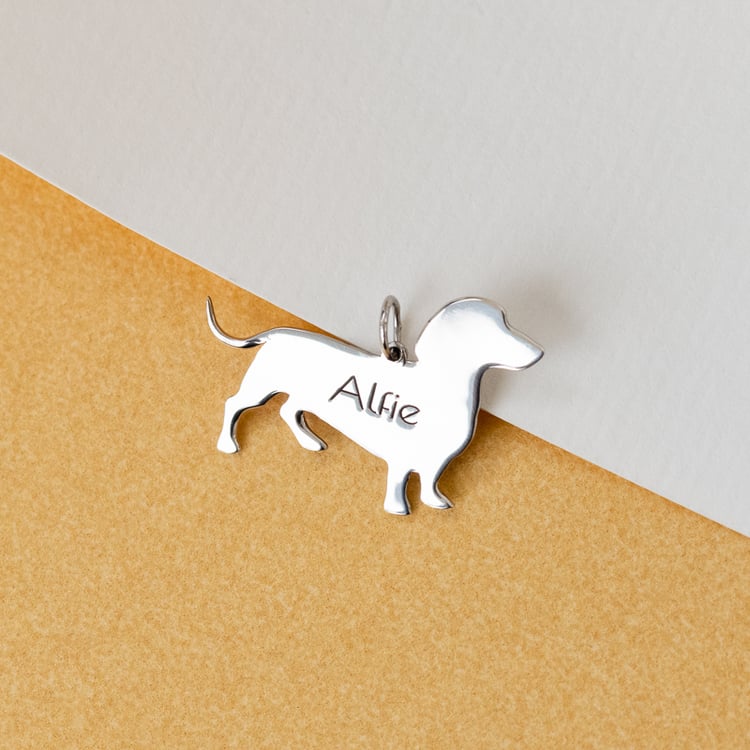 Přívěsek ve tvaru psa s gravírem Dachshund 123112