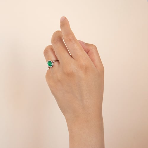 Smaragdový prsten s diamanty Arya