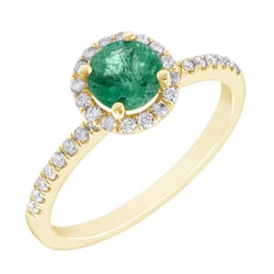 Smaragdový halo zásnubní prsten s diamanty Toppy