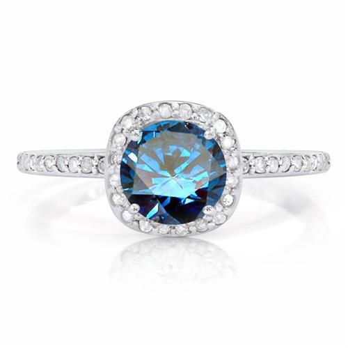 Zásnubní prsten s modrým diamantem a diamanty Eshana