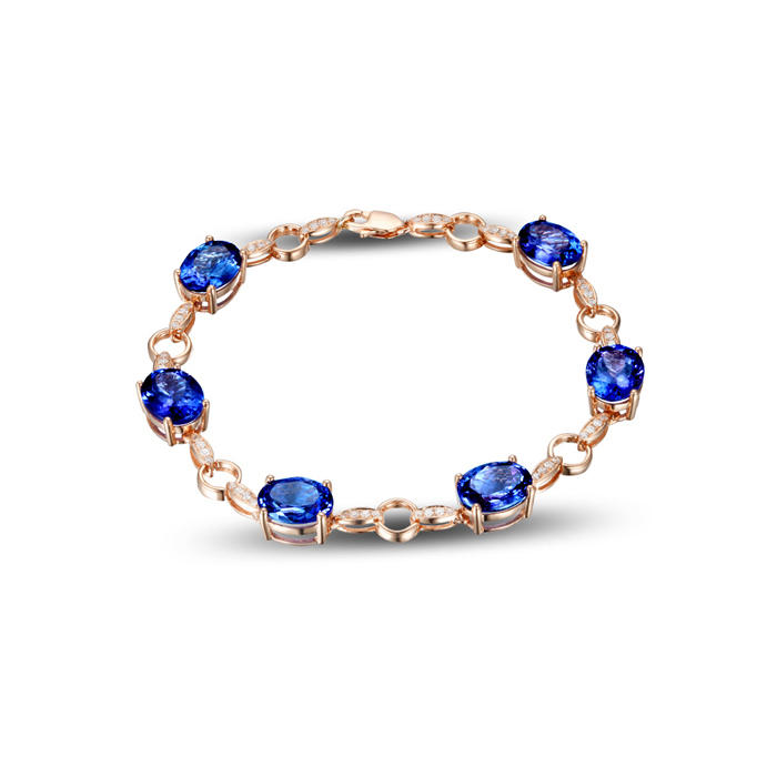 Zlatý náramek s tanzanity Kajjali