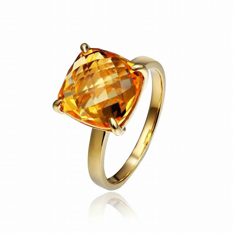 Zlatý prsten s cushion citrínem 4685
