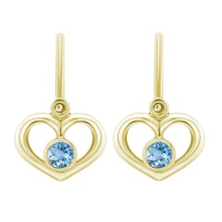 Zlaté dětské náušnice ve tvaru srdíčka s drahokamem dle výběru Ariel