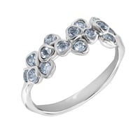 Zlatý prsten s akvamarínovými květy Washi