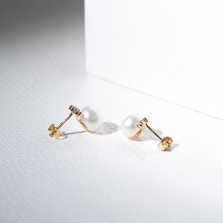 Zlaté perlové náušnice se zirkony Cleta 130660