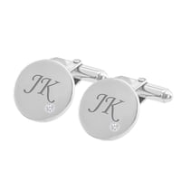 Manžetové knoflíčky ze stříbra s gravírem a diamanty Gaynor