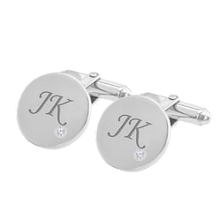 Manžetové knoflíčky ze stříbra s gravírem a diamanty Gaynor