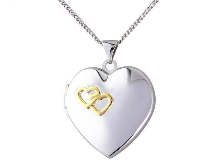 Stříbrný medailon se dvěma propletenými srdíčky Daphne