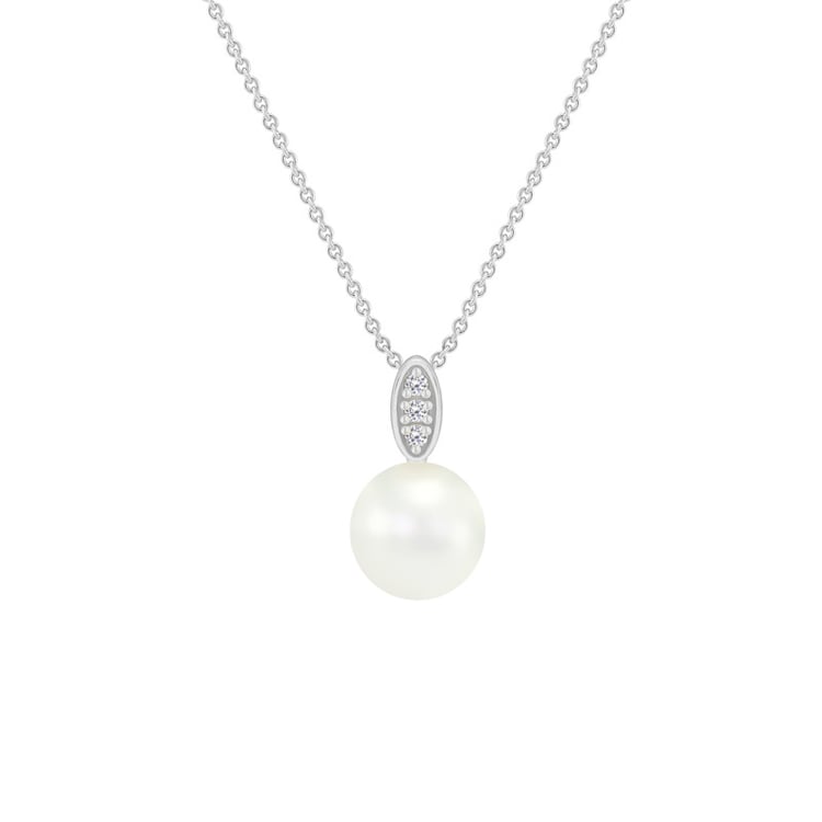 Stříbrný perlový náhrdelník s diamanty