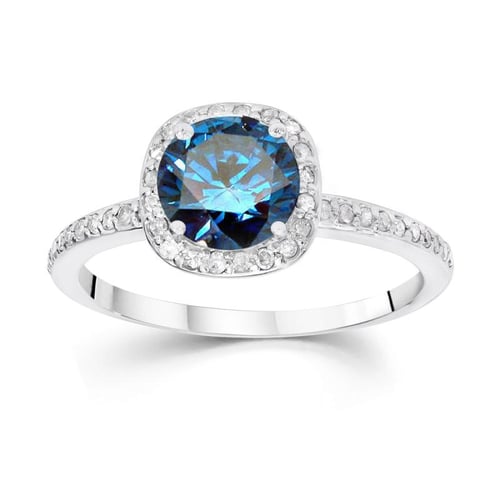 Zásnubní prsten s modrým diamantem a diamanty Eshana