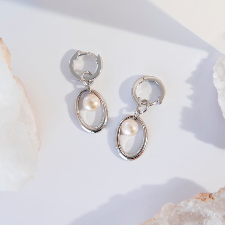 Elegantní stříbrné náušnice s perlami Galdi 108433