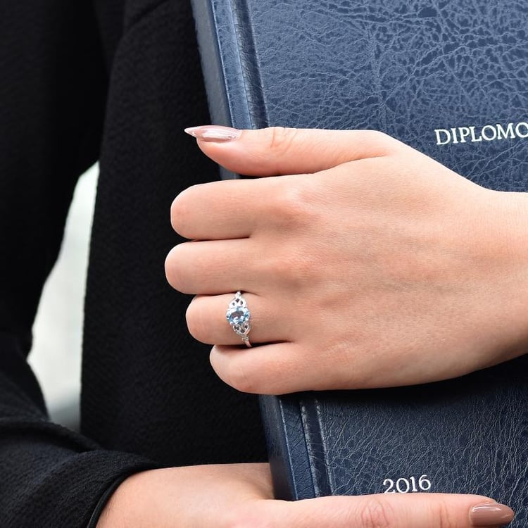 Zlatý akvamarínový prsten 31019