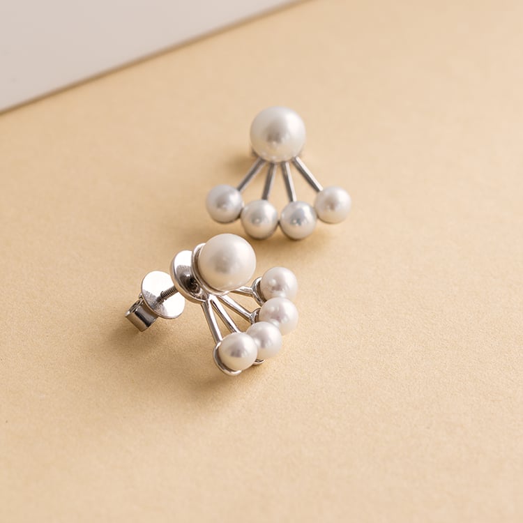 Atypické 2v1 náušnice s perlami Lokita 120274