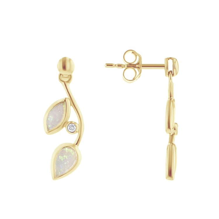 Opálové náušnice ve tvaru lístků s diamanty Corbett 111436