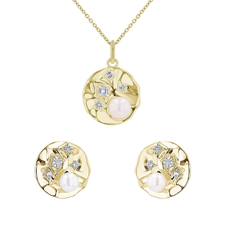 Kolekce stříbrných šperků s perlami a bílými topazy Darleen