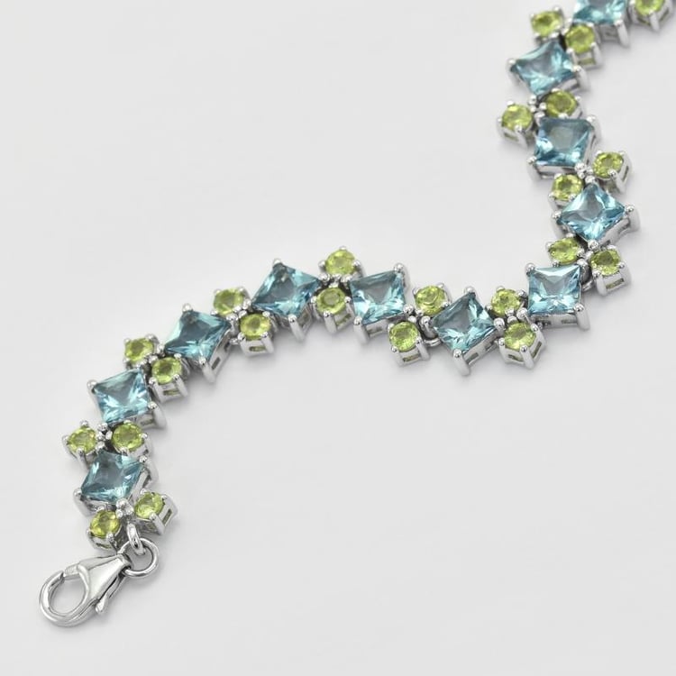 Náramek s topazy a olivíny ze stříbra 44739
