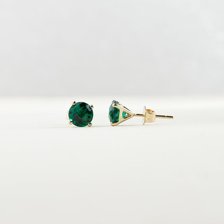 Zlaté napichovací náušnice se smaragdy Hulda 146502