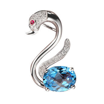 Zlatá labuť s topazem