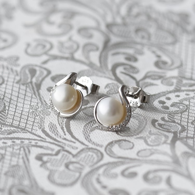 Náušnice s perlami a zirkony 64078