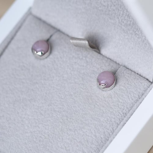 Zlaté náušnice s cabochon růžovými opály Erica