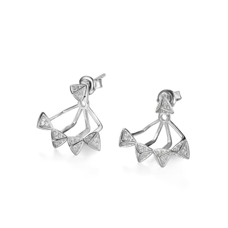 Stříbrné náušnice 2v1 se zirkony Clabe