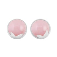 Zlaté náušnice s cabochon růžovými opály Erica