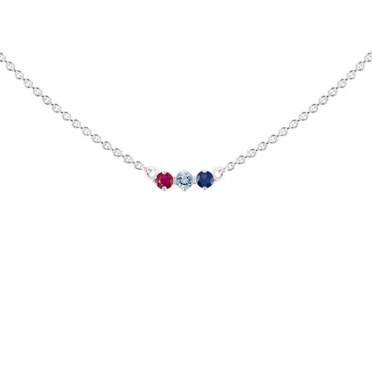 Minimalistický náhrdelník s rubínem, akvamarínem a modrým safírem Kiah
