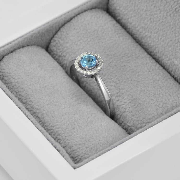 Halo prsten s topazem a diamanty 45025