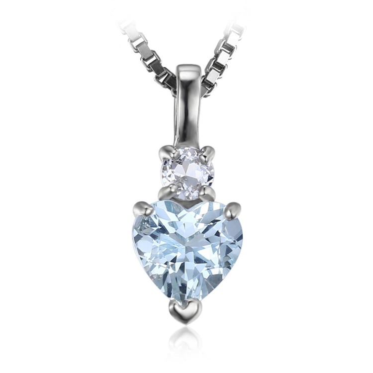 Stříbrný náhrdelník se srdíčkovým akvamarínem a topazem Kudia