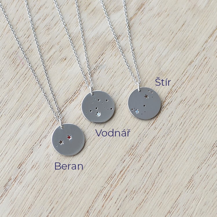 Zlatý náhrdelník se znamením a drahokamem 74907