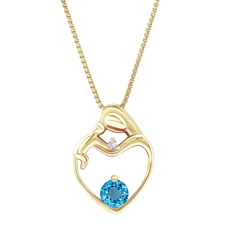 Přívěsek matka a dítě se švýcarským topazem a diamantem Ella 146390