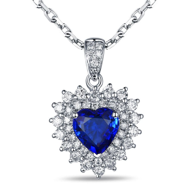Srdíčkový safír ve zlatém náhrdelníku s diamanty Papes