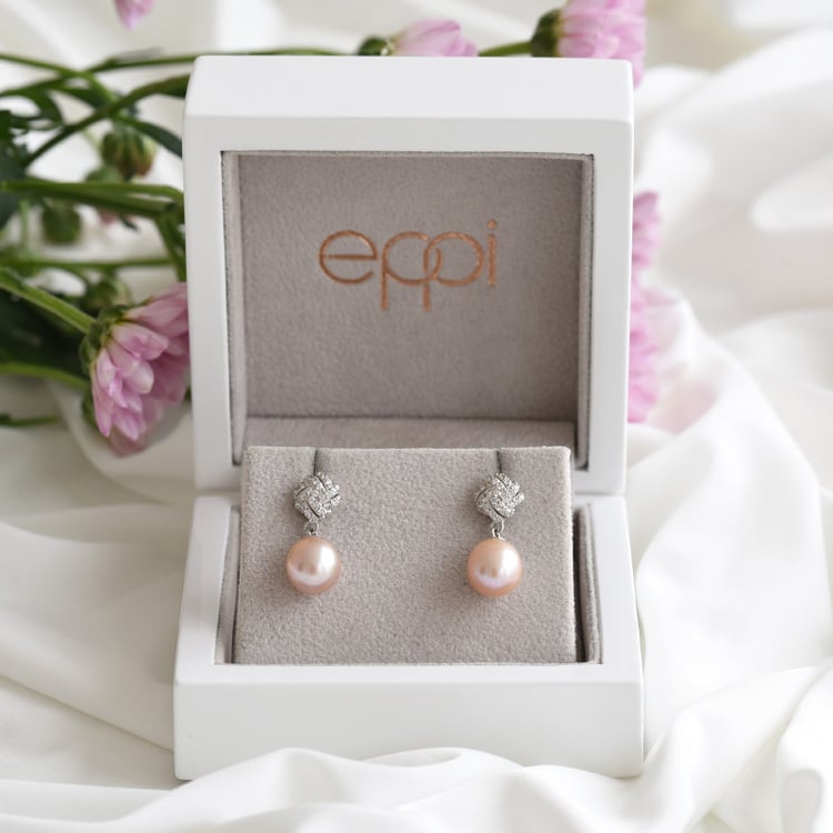 Stříbrné náušnice s levandulovými perlami 83568