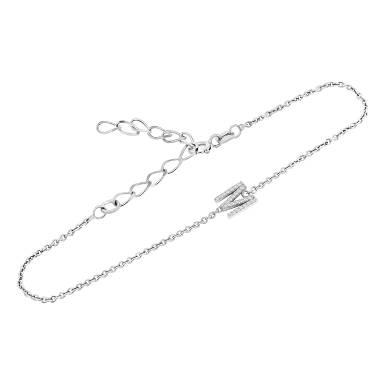 Stříbrný náramek s písmenkem a lab-grown diamanty Anika