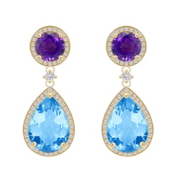 Diamantové náušnice s topazy a ametysty Bulia