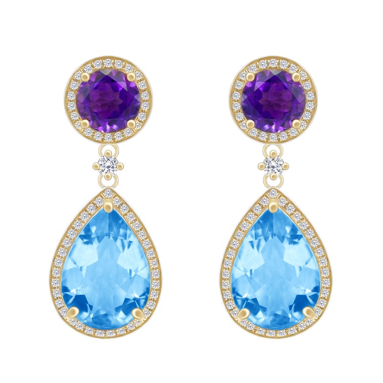 Ametystové náušnice s topazy 51738