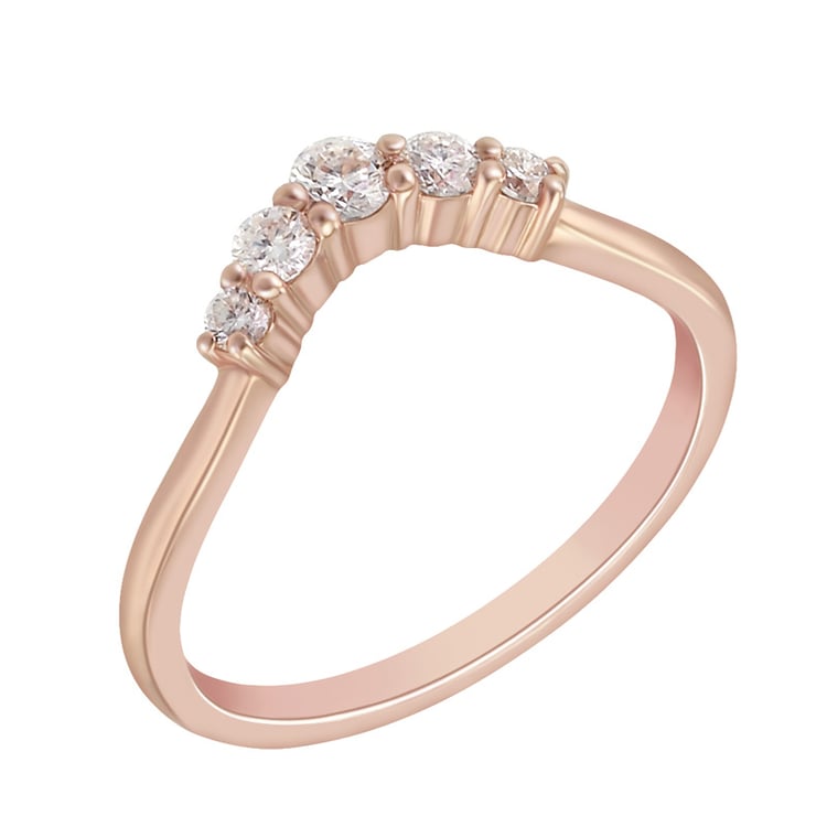 Vykrojený zlatý snubní prsten s moissanity