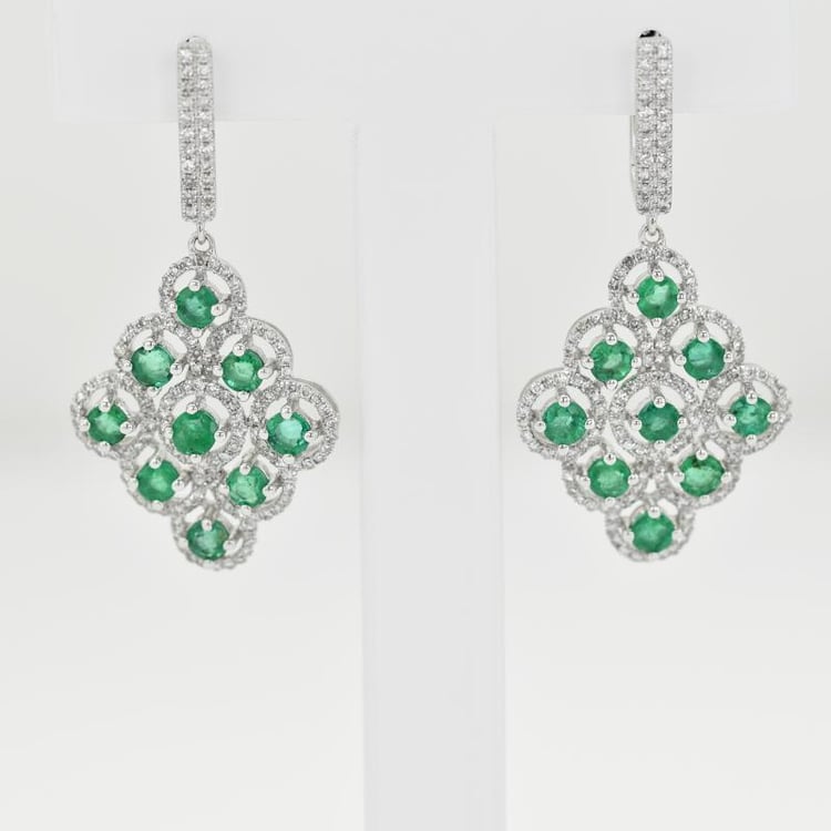 Zlaté smaragdové náušnice 15265