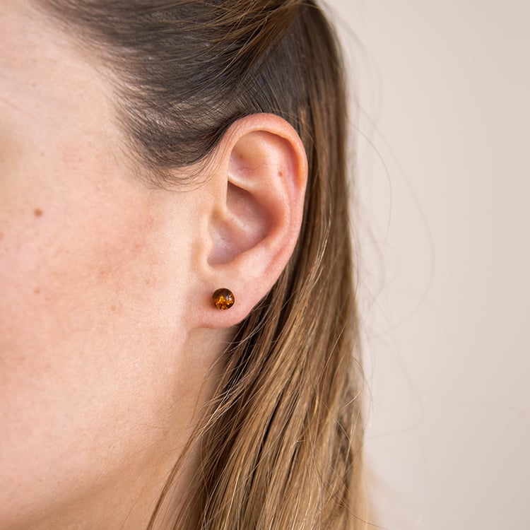 Jantarové kuličkové 6mm náušnice ze stříbra Malikah 107880