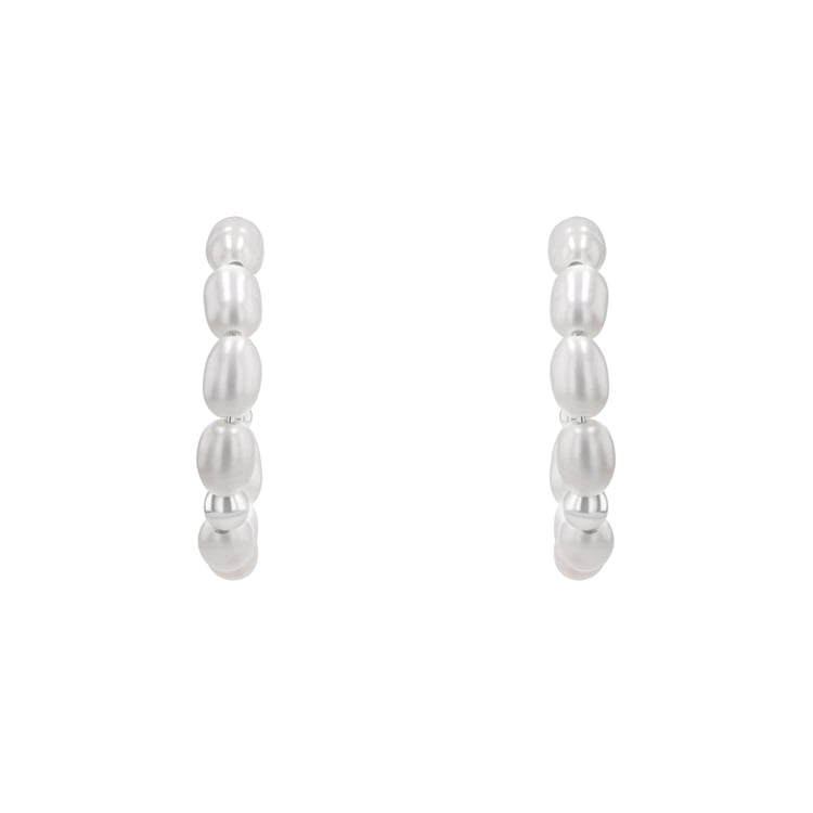 Stříbrné kruhové náušnice s perlami Roxanne 163882