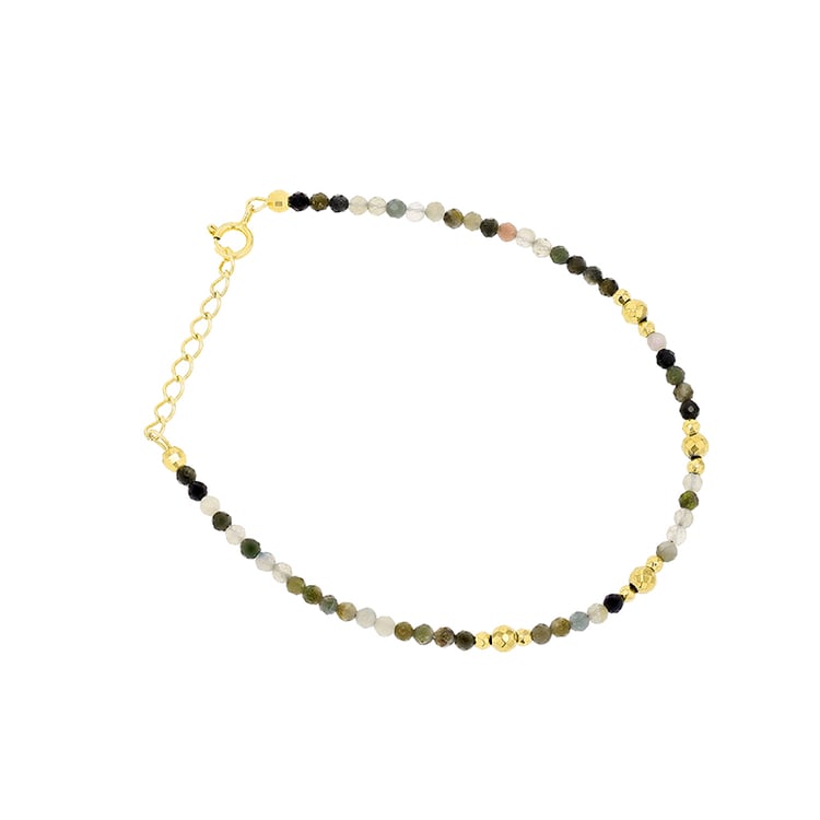 Stříbrný pozlacený náramek s turmalínovými korálky Aubry