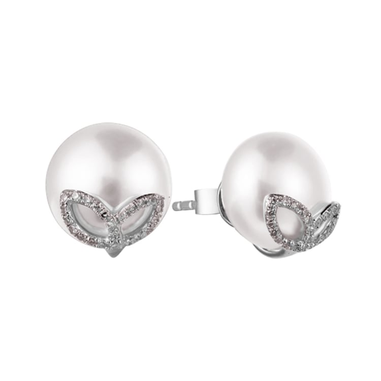 Perlové náušnice z bílého zlata