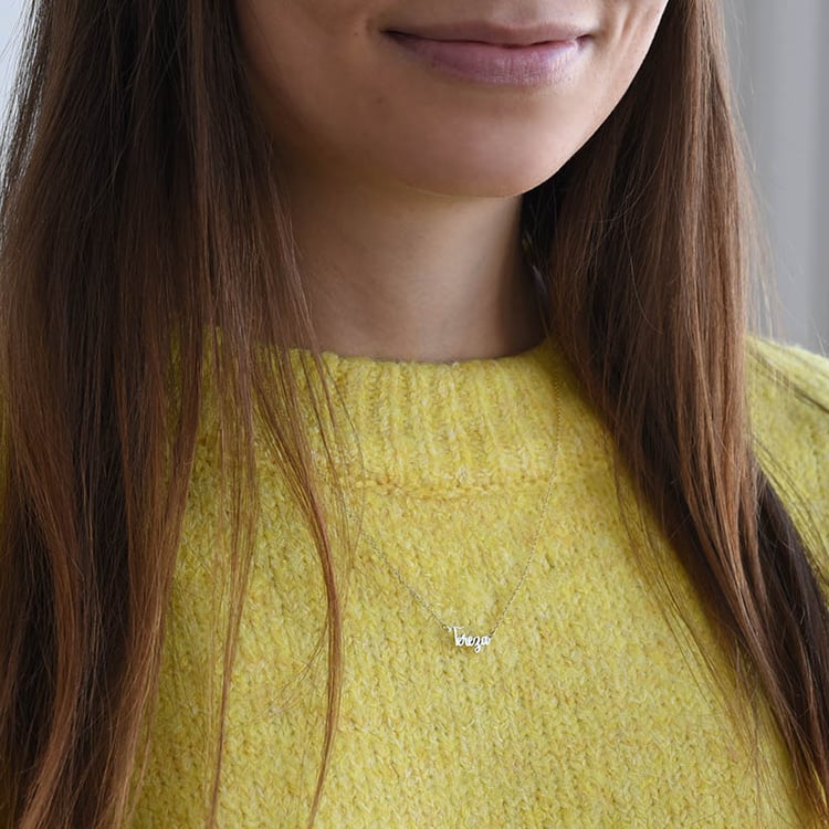 Náhrdelník na míru se jménem a diamantem ze zlata 78462