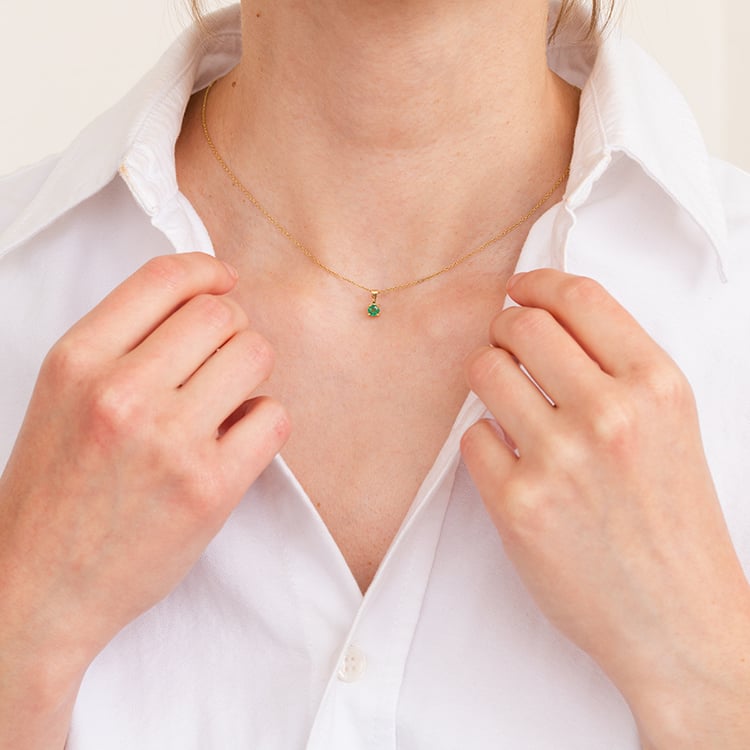 Stříbrný přívěsek se smaragdem s výběrem velikosti Quinn 123602