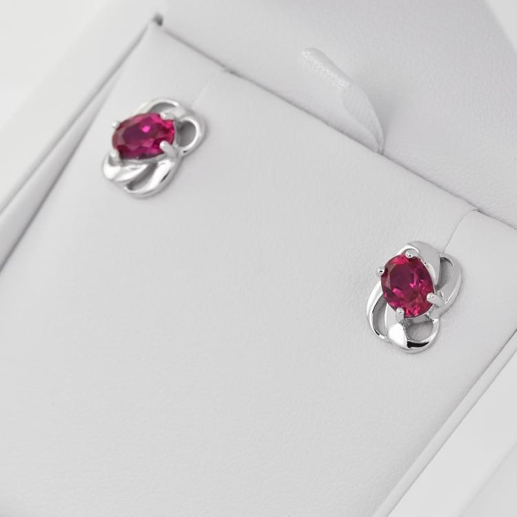Napichovací stříbrné náušnice s rubíni Copper 5573
