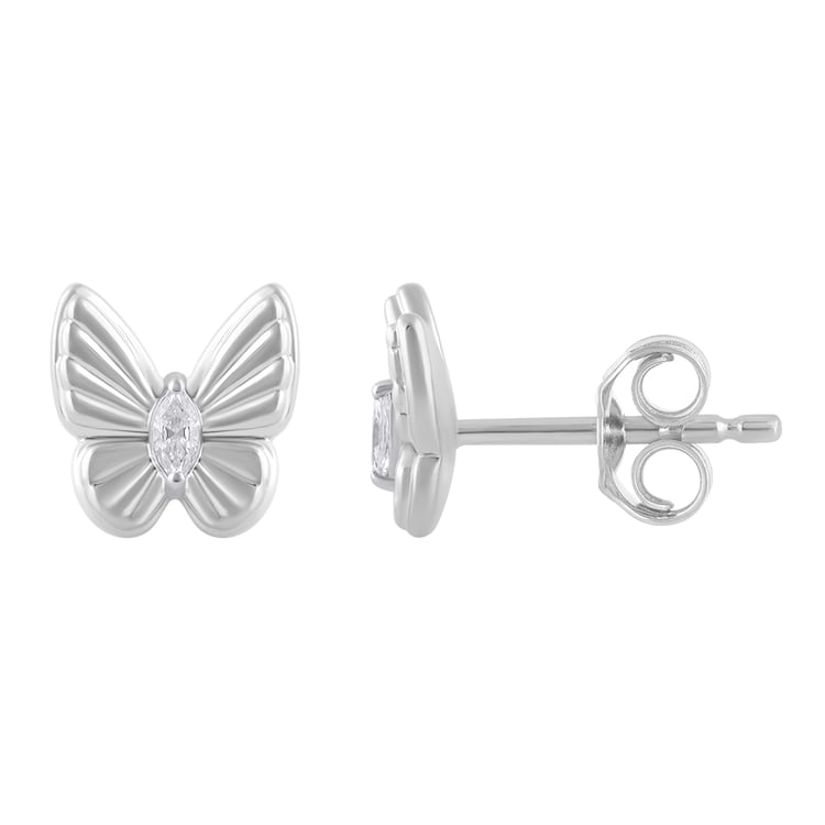 Zlaté náušnice ve tvaru motýla s lab-grown diamanty Anna 158635