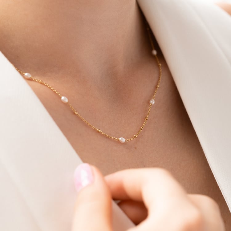 Stříbrný náhrdelník s perlami Landia 126770