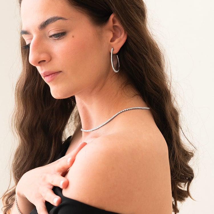 Zlaté flexi půlkruhové náušnice s lab-grown diamanty Streep 143387