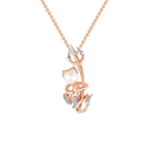 Stříbrný čert s perlou a lab-grown diamanty Devil