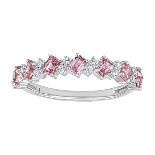 Half-eternity prsten ze zlata s růžovými turmalíny a lab-grown diamanty Jamil